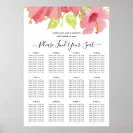 Romantischer Rosa Hibiskus Hochzeitstabelle Poster