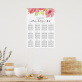 Romantischer Rosa Hibiskus Hochzeitstabelle Poster (Küche)