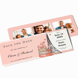 Romantischer Rosa-Paris-Boarding Save the Date Einladung