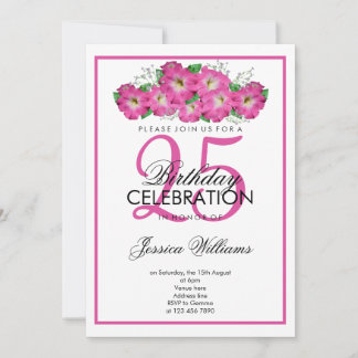 Romantischer Rosa Petunias Geburtstag Einladung