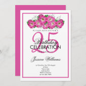 Romantischer Rosa Petunias Geburtstag Einladung (Vorne/Hinten)