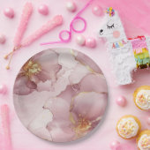 Romantischer Rosa Rosa Gold Floral Geburtstag Pappteller (Party)