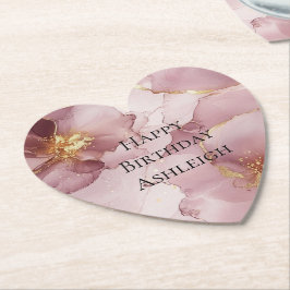 Romantischer Rosa Rosa Gold Floral Geburtstag Untersetzer