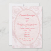 Romantischer rosa Rosen-Blumenstrauß-75. Einladung (Rückseite)