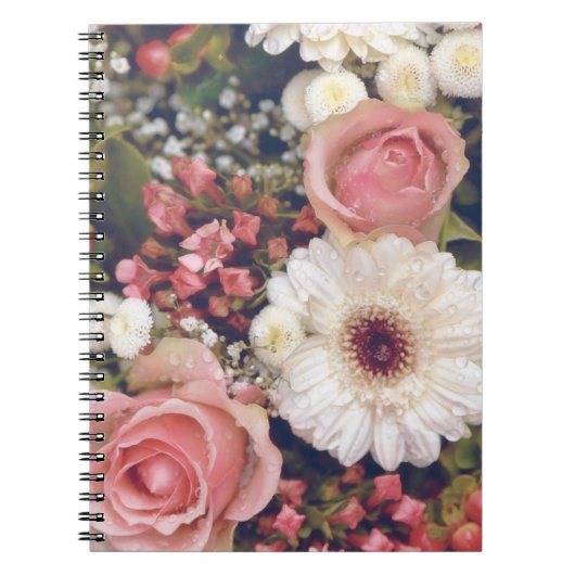 Romantischer rosa Rosen Blumenstrauß Notizblock (Vorderseite)
