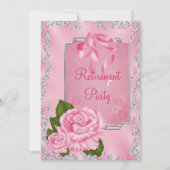 Romantischer rosa Rosen- u. Bogenruhestand Einladung (Vorderseite)