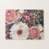 Romantischer rosa Rosenblumenstrauß Puzzle (Horizontal)