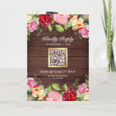 Romantischer Rosa Rote Rosen QR Code Holz Hochzeit Einladung (Rückseite)