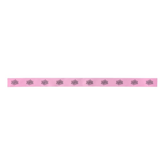 Romantischer Rosa Scroll Herzstück Satinband (Vorderseite)