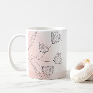 Romantischer rosa Wasserfarben-Blumen-Kaffeebecher Kaffeetasse