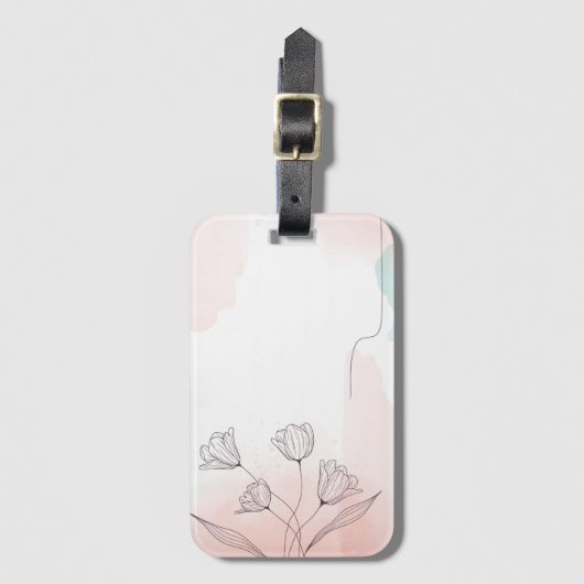 Romantischer rosa Wasserfarben - Blumenkoffer Gepäckanhänger (Vorderseite Vertikal)