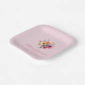Romantischer rosa Wasserfarben-Blumenstrauß Pappteller (Gewinkelt)