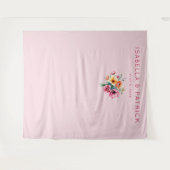 Romantischer rosa Wasserfarben-Blumenstrauß Wandteppich (Vorderseite (Horizontal))