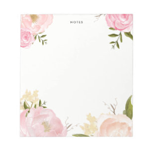 Romantischer rosa Watercolor-Blumen-Notizblock Notizblock