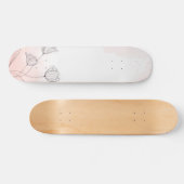 Romantischer Rosa Watercolor Skateboard (Horizontal)