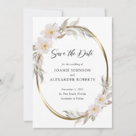 Romantischer rosafarbener, eleganter Foliage Gold  Save The Date