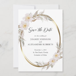 Romantischer rosafarbener, eleganter Foliage Gold Save The Date