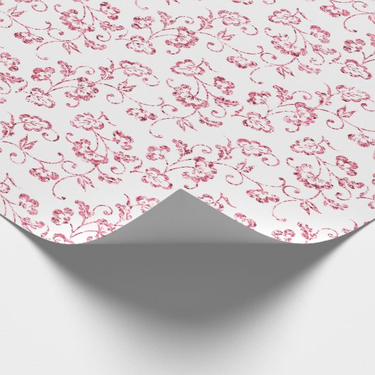 Romantischer rosafarbener Glitzer Geschenkpapier (Ecke)