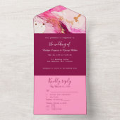 Romantischer rosafarbener Marmor All In One Einladung (Innen Boden)