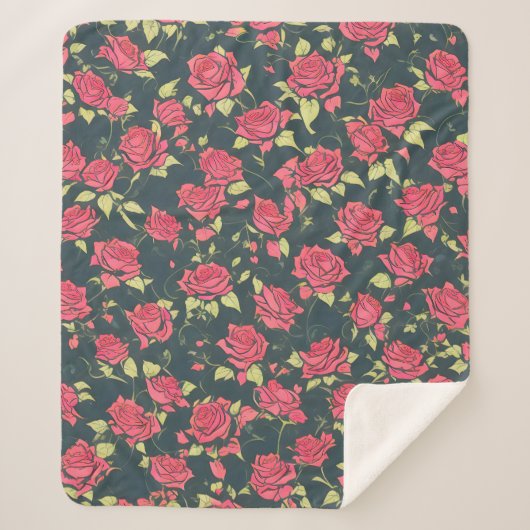 Romantischer Rose Garten Sherpadecke (Vorderseite)