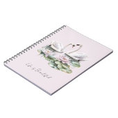 Romantischer Rosé-Lotus-Blumen-Schwäne   Notizblock (Linke Seite)