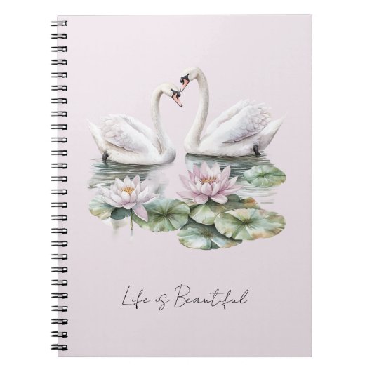 Romantischer Rosé-Lotus-Blumen-Schwäne   Notizblock (Vorderseite)