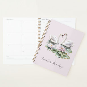 Romantischer Rosé-Lotus-Blumen-Schwäne   Planer