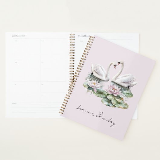 Romantischer Rosé-Lotus-Blumen-Schwäne Planer (Anzeige)