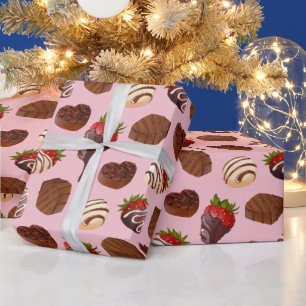 Romantischer Rosé Schokolade Erdbeere & Trüffel Geschenkpapier