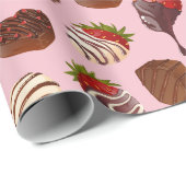 Romantischer Rosé Schokolade Erdbeere & Trüffel Geschenkpapier (Rolleneckpunkt)