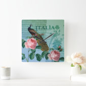 Romantischer Rosen-Musical-Pfau Quadratische Wanduhr (Zuhause)