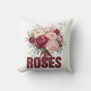 Romantischer Rosenblumenstrauß Elegantes Blumendes Kissen