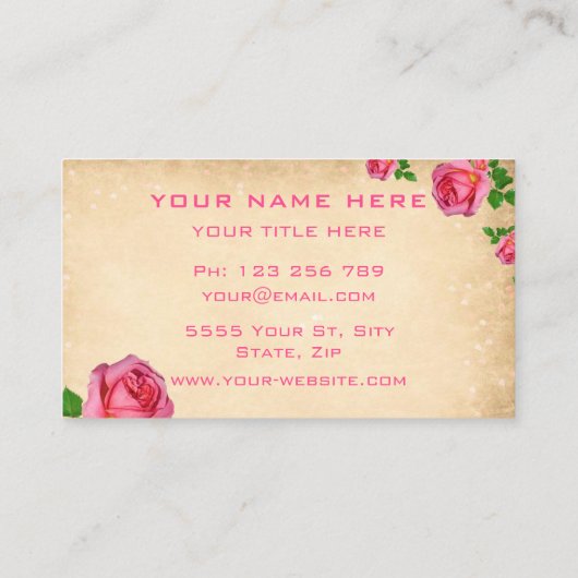 Romantischer Rosengarten Beruflich Visitenkarte (Rückseite)