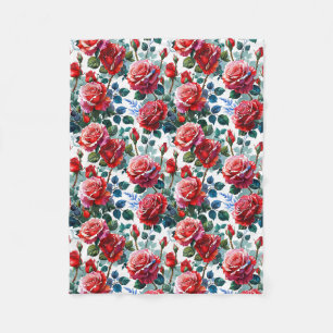 Romantischer Rosengarten Druck Fleecedecke