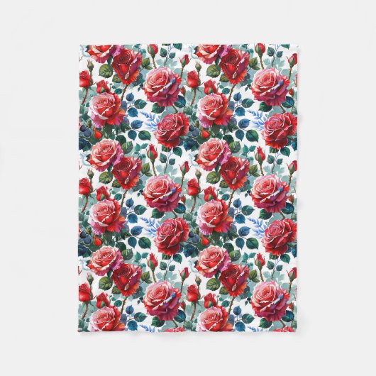 Romantischer Rosengarten Druck Fleecedecke (Vorderseite)