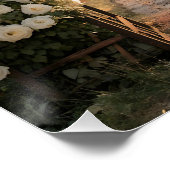 Romantischer Rosengarten-Torbogen-Traumlandschaft Poster (Ecke)