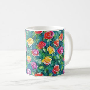 Romantischer Rosengarten-Wasserfarbdruck Kaffeetasse