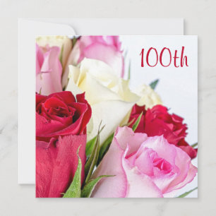 Romantischer Rosenstrauß zum 100. Geburtstag Einladung
