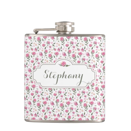 Romantischer Rosenstrom Individuelle Name Feminée Flachmann (Vorderseite)