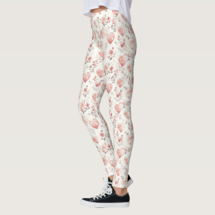 Romantischer Rosérosa Herzen Rosen Floral Liebe Leggings