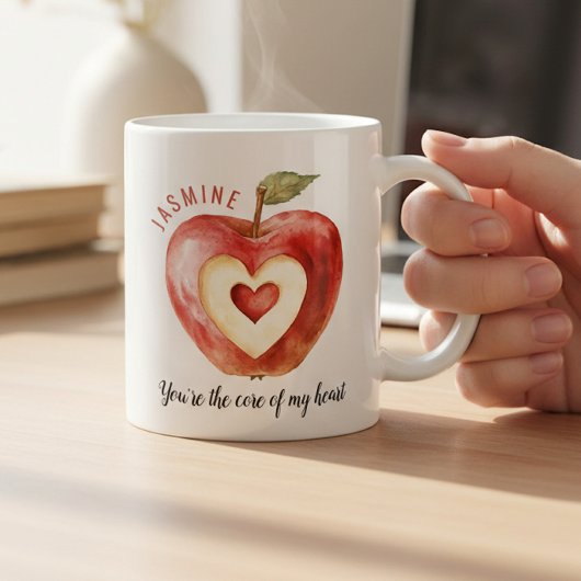 Romantischer roter Apfelherz Valentinstag Kaffeetasse