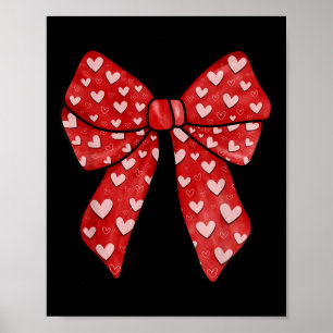 Romantischer Roter Bow Valentinstag Herz Coquette Poster