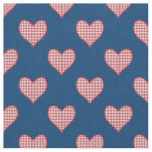 Romantischer roter Gingham-Herzen-Kontrollstoff Stoff