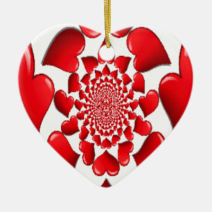 Romantischer Roter Herzen Muster Kunst Druck Keramikornament