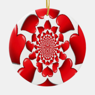 Romantischer Roter Herzen Muster Kunst Druck Keramikornament