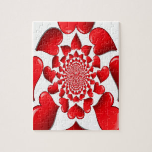 Romantischer Roter Herzen Muster Kunst Druck Puzzle