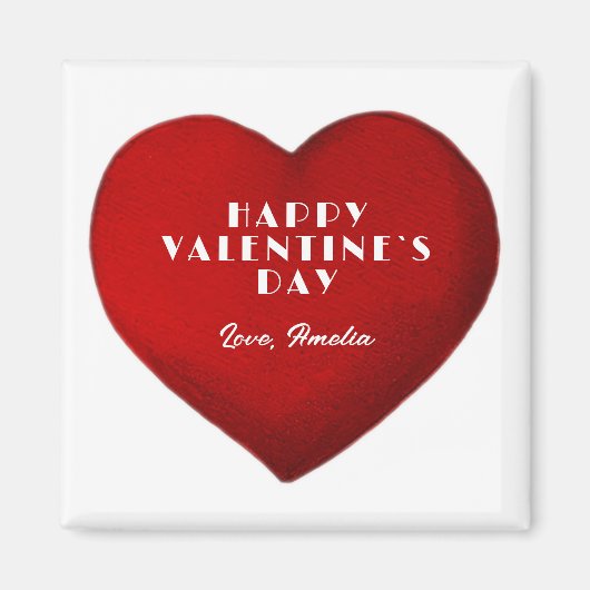 Romantischer Roter Herzname Glücklicher Valentinst Magnet (Vorne)