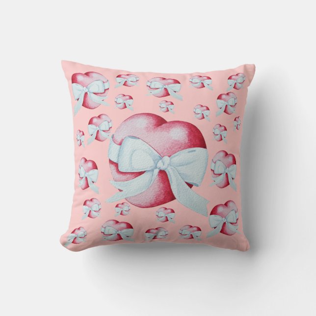 Romantischer roter Liebe und weißer Bogen Kissen (Vorderseite)