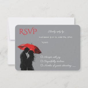 Romantischer roter Pariser Regenschirm - Liebessil RSVP Karte