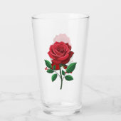 Romantischer roter Rosen Botanik Glasbecher Glas (Rückseite)